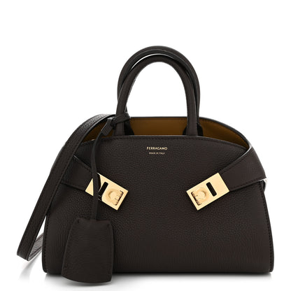Salvatore Ferragamo Hammered Calfskin Mini Hug Bag Burnt Ocra 1 of 9