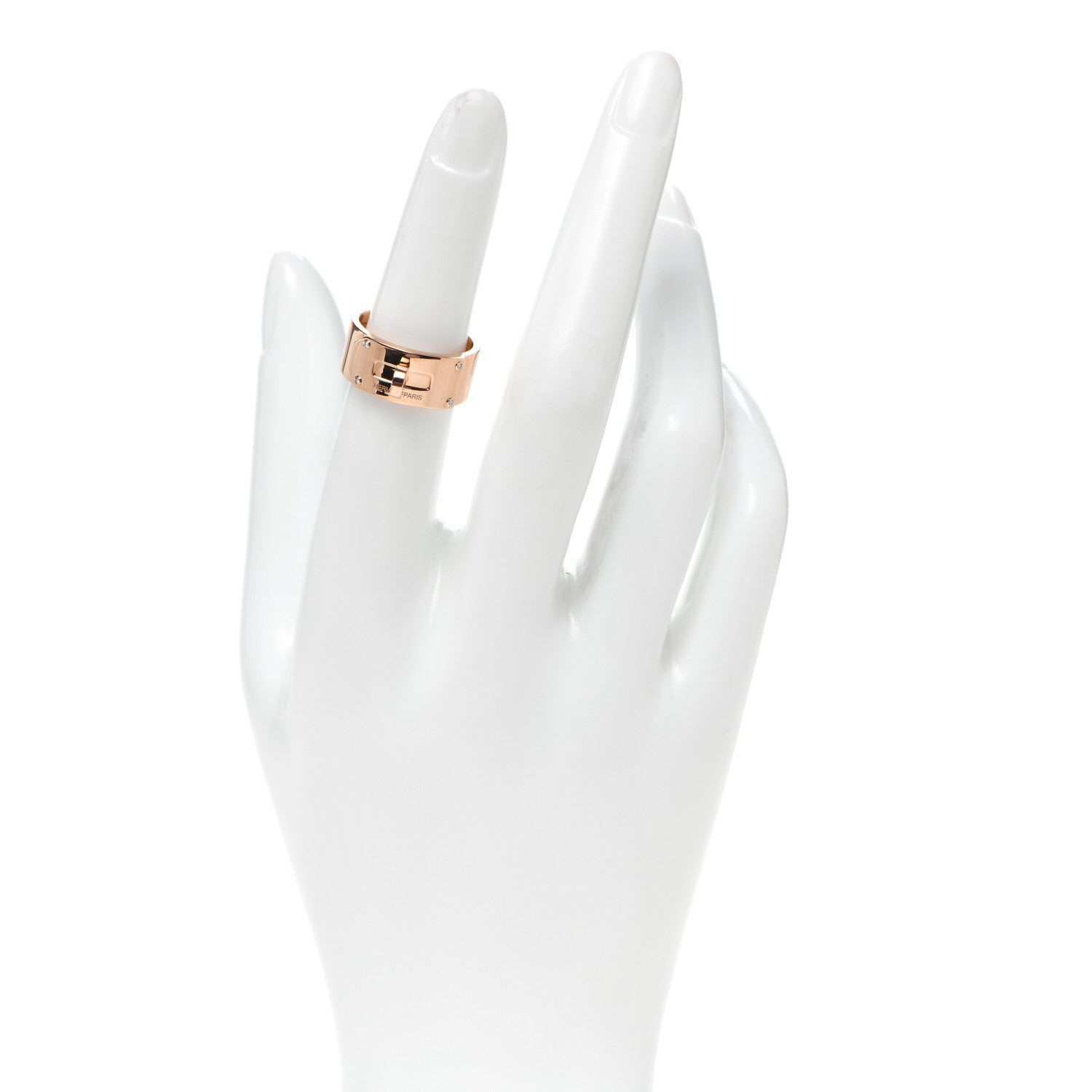 Hermes 18K Rose Gold Diamond GM Kelly Ring 52 6 2 of 6