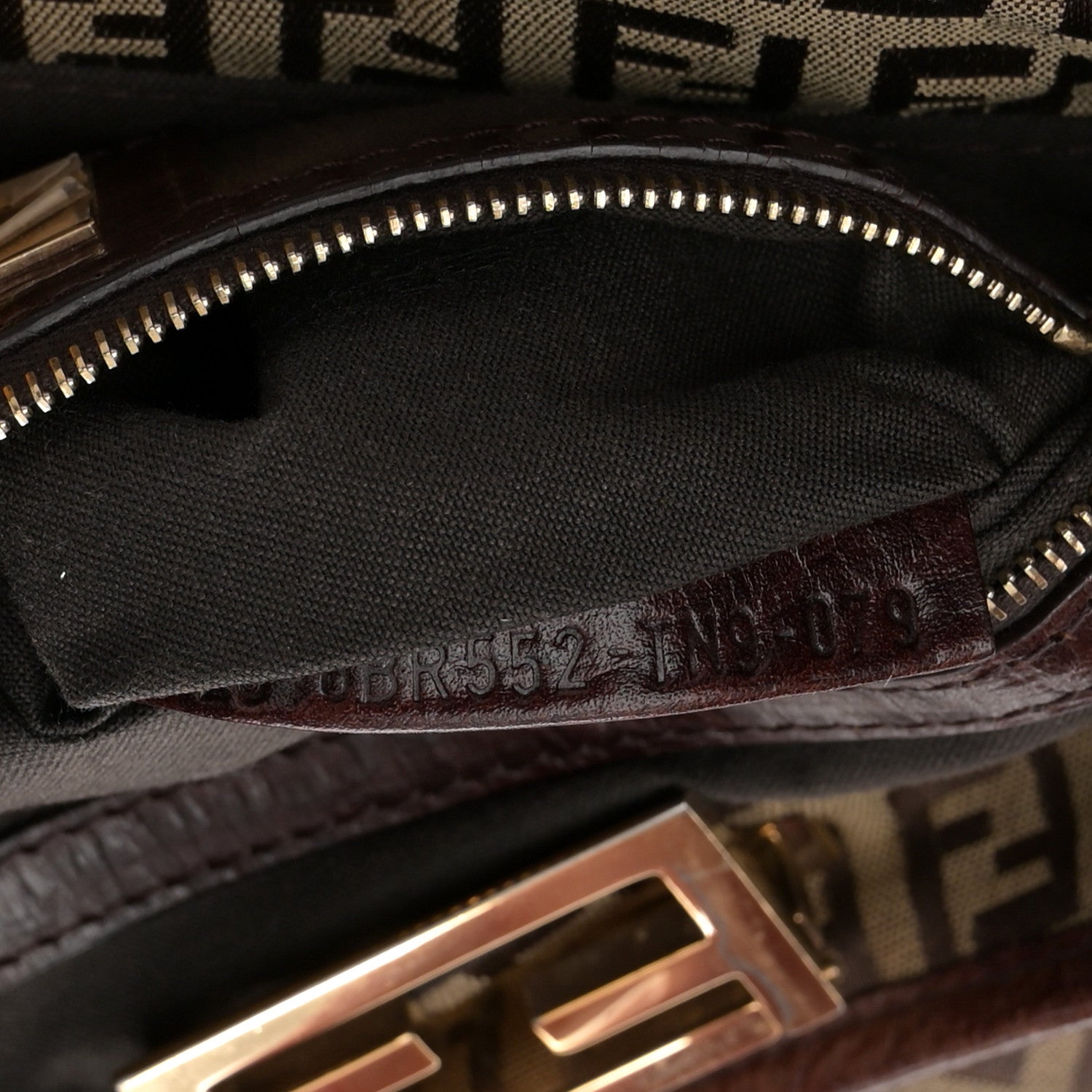 Fendi Zucchino Vitello Clip Hobo Mogano Panna Bruciato 7 of 12