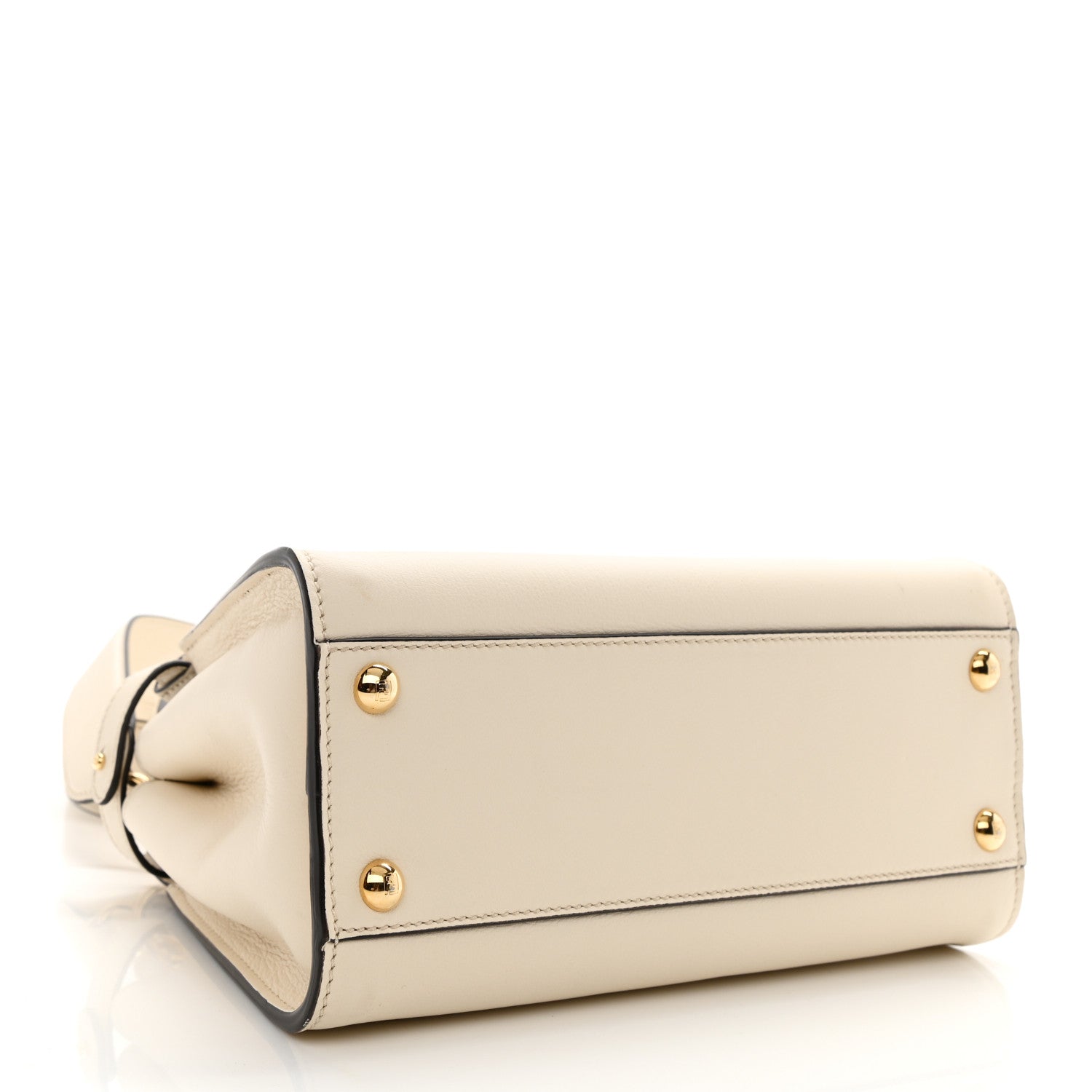 Fendi Vitello Seta Suede FF Mini Peekaboo Iconic Satchel Uovo Sigaro Marrone 4 of 9