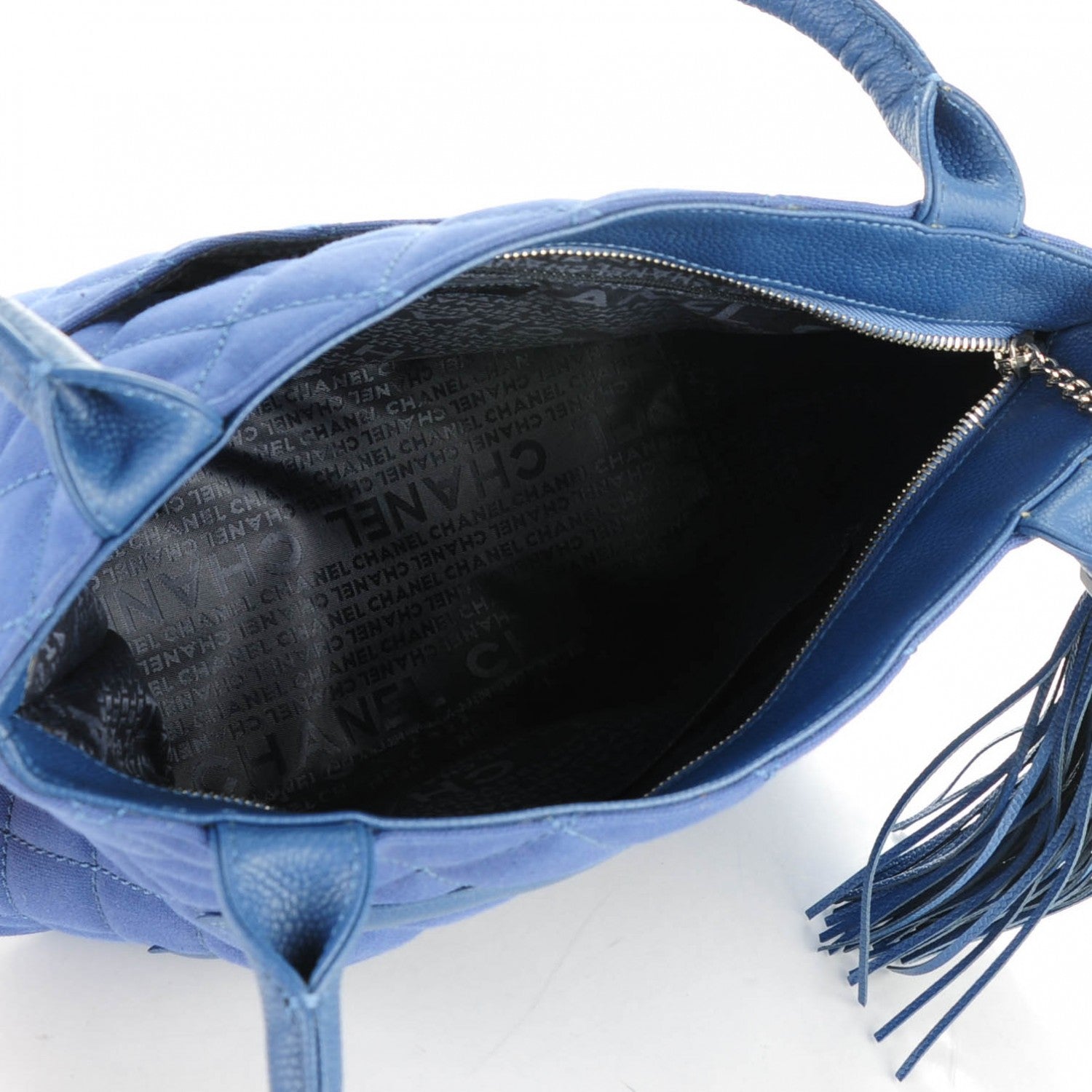 Chanel Canvas Caviar Tassel Tote Dark Blue 5 of 12
