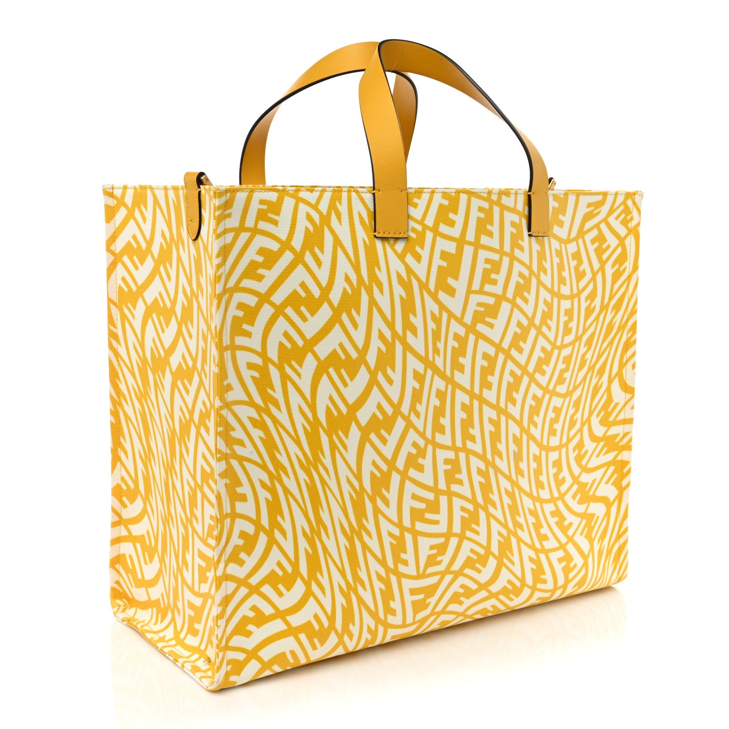 Fendi X SARAH COLEMAN Glazed Canvas Vitello King FF Vertigo Shopping Tote Bag Mimosa White 3 of 20