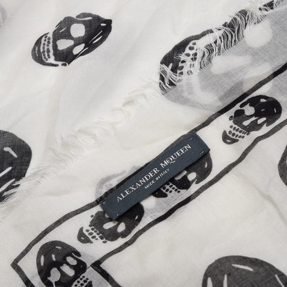 Alexander McQueen Silk Chiffon Skull Scarf Ivory Black 5 of 5
