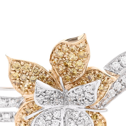 Parker & West by FASHIONPHILE 18K White Gold Yellow White Diamond 1.75ctw Floral Ribbon Brooch 4 of 4