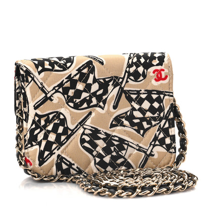 Chanel Canvas Check Flag Printed CC Clutch With Chain Beige Multicolor 3 of 10
