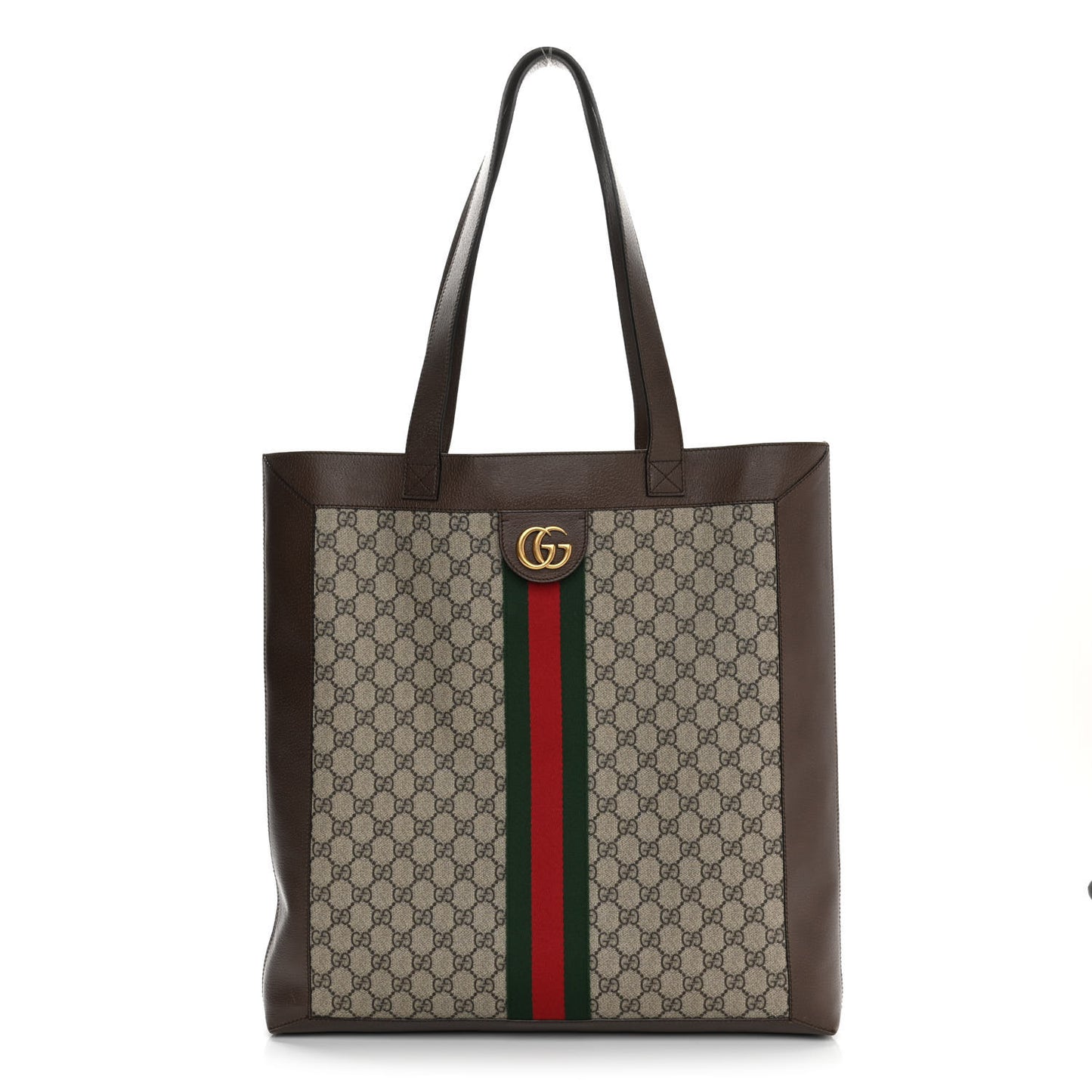 GG Supreme Monogram Web Large Ophidia Vertical Shopping Tote Brown