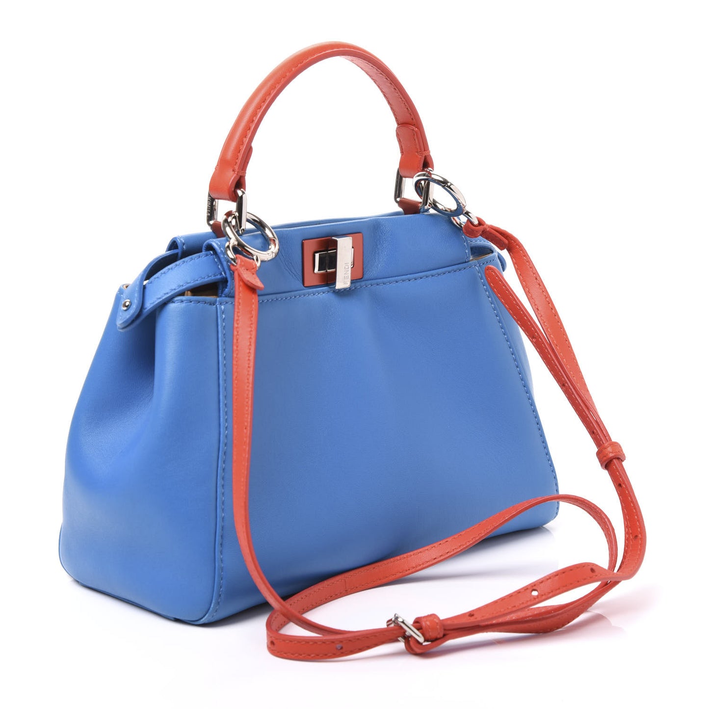 Nappa Colorblock Mini Peekaboo Iconic Satchel Blue Royal Papavero Cuoio