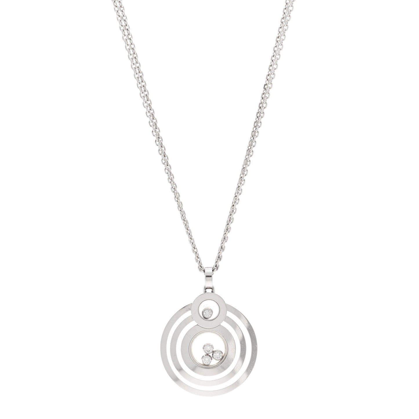 18K White Gold Happy Diamonds Circle Pendant Necklace