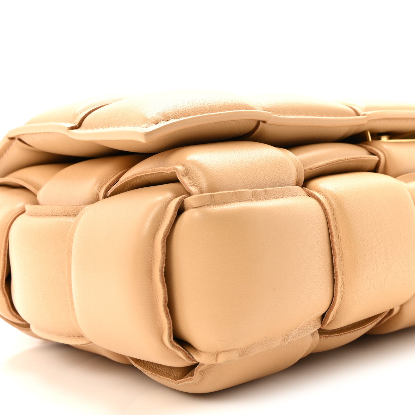 Nappa Maxi Intrecciato Padded Cassette Crossbody Bag Almond
