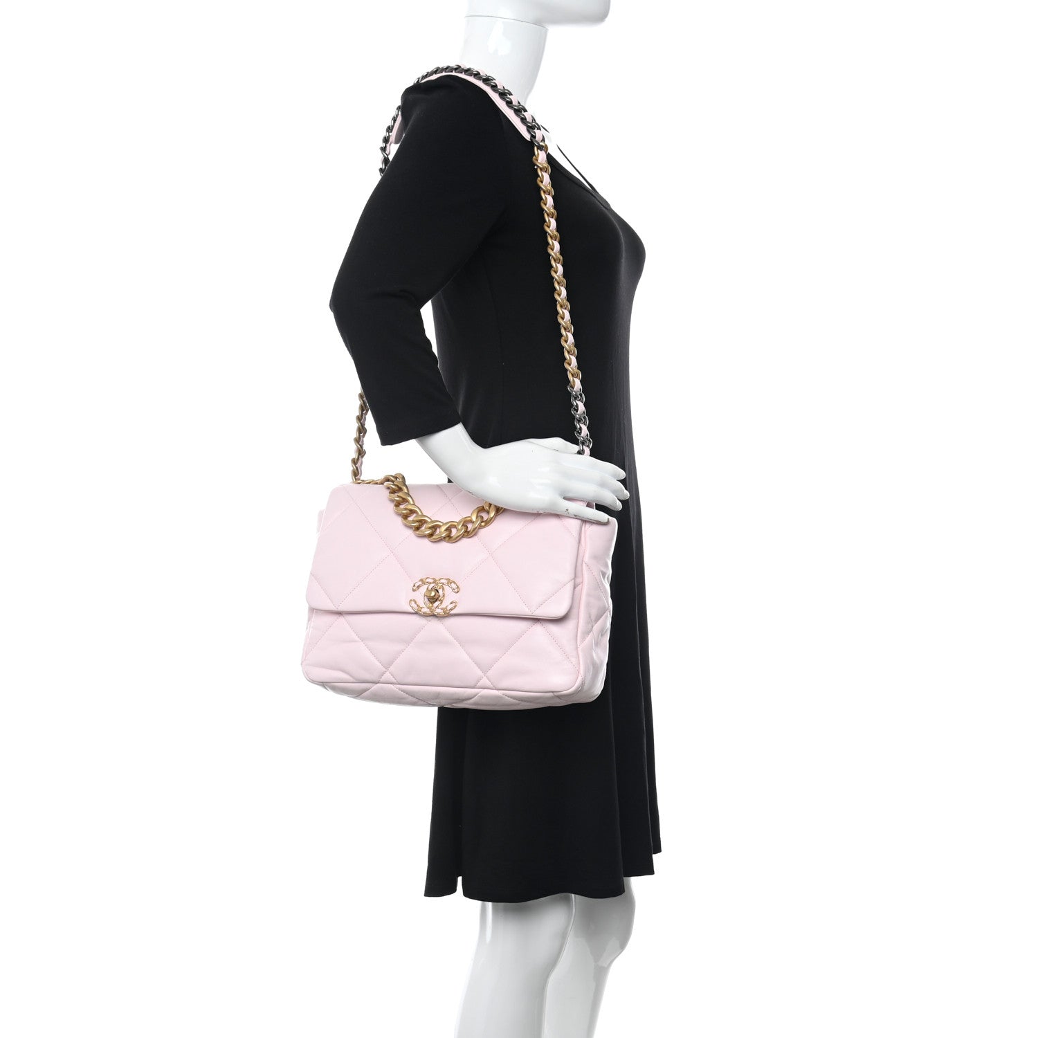 Chanel Lambskin Quilted Large Chanel 19 Flap Light Pink 2 of 10