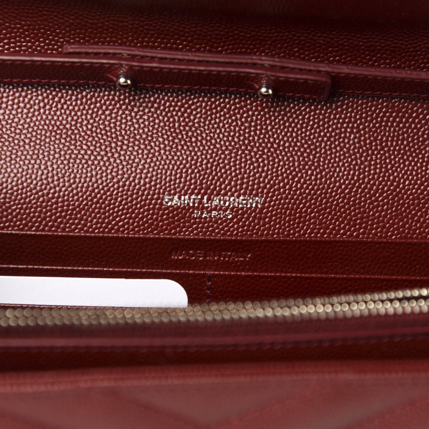 Saint Laurent Grain De Poudre Matelasse Chevron Monogram Chain Wallet Palissandre 8 of 10