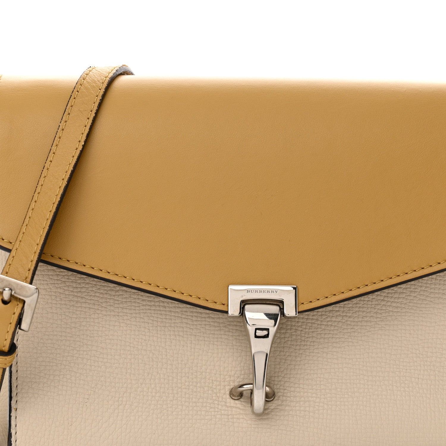 Burberry Derby Calfskin Bi-Color Small Macken Crossbody Bag Limestone Cornflower Yellow 9 of 16