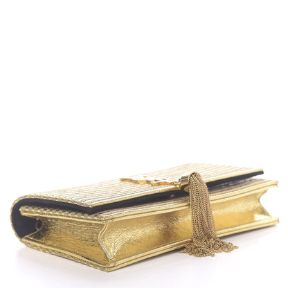 Saint Laurent Metallic Goatskin Lambskin Classic Monogram Kate Tassel Chain Wallet Gold 4 of 10