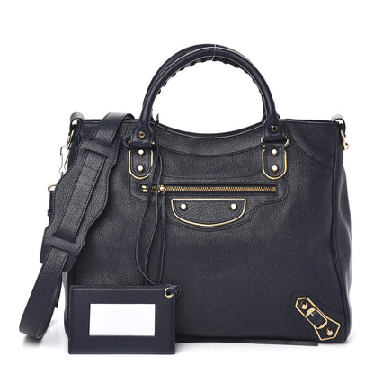 Balenciaga Chevre Gold Metallic Edge Hardware Velo Bleu Nuit Dark Sea 1 of 10