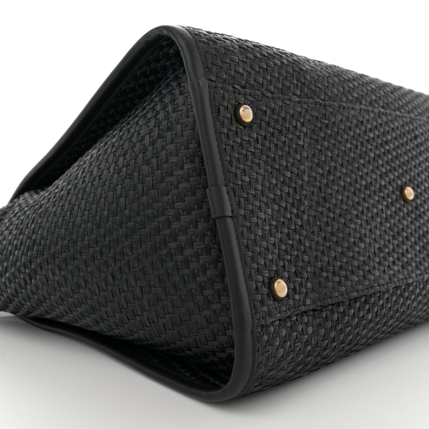 Chanel Straw Raffia Calfskin Chain Medium Deauville Black 9 of 10