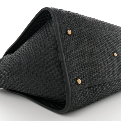 Chanel Straw Raffia Calfskin Chain Medium Deauville Black 9 of 10