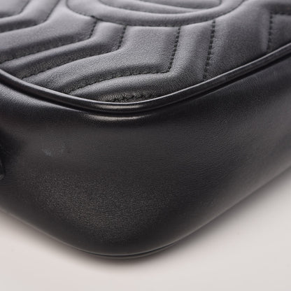 Gucci Calfskin Matelasse Mini GG Marmont Chain Shoulder Bag Black 12 of 15