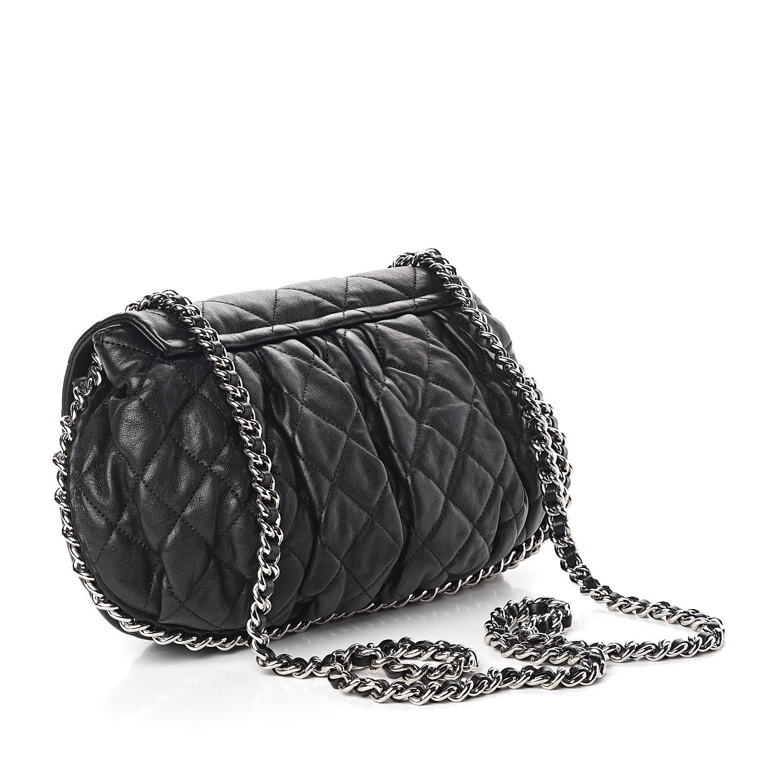Chanel Washed Lambskin Quilted Medium Chain Around Messenger Black 3 of 10