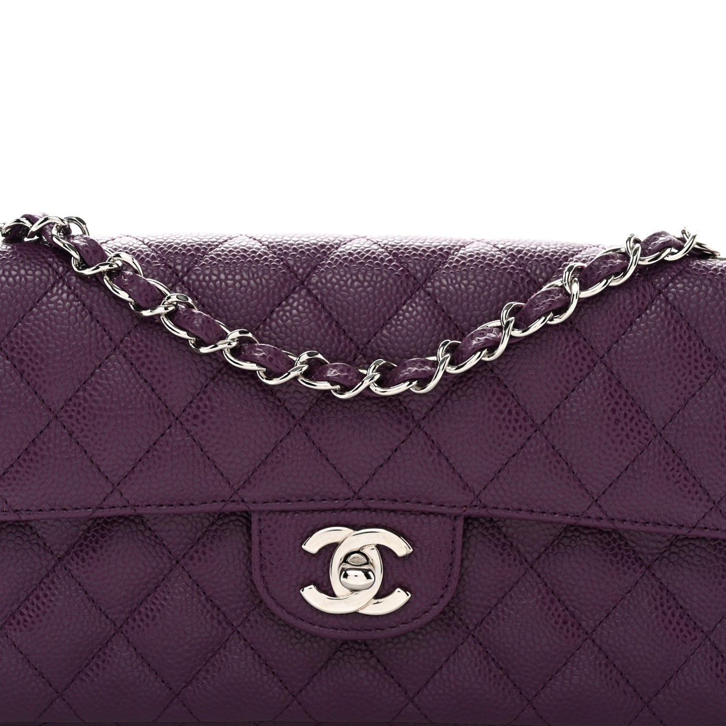 Caviar Quilted East West Flap Purple