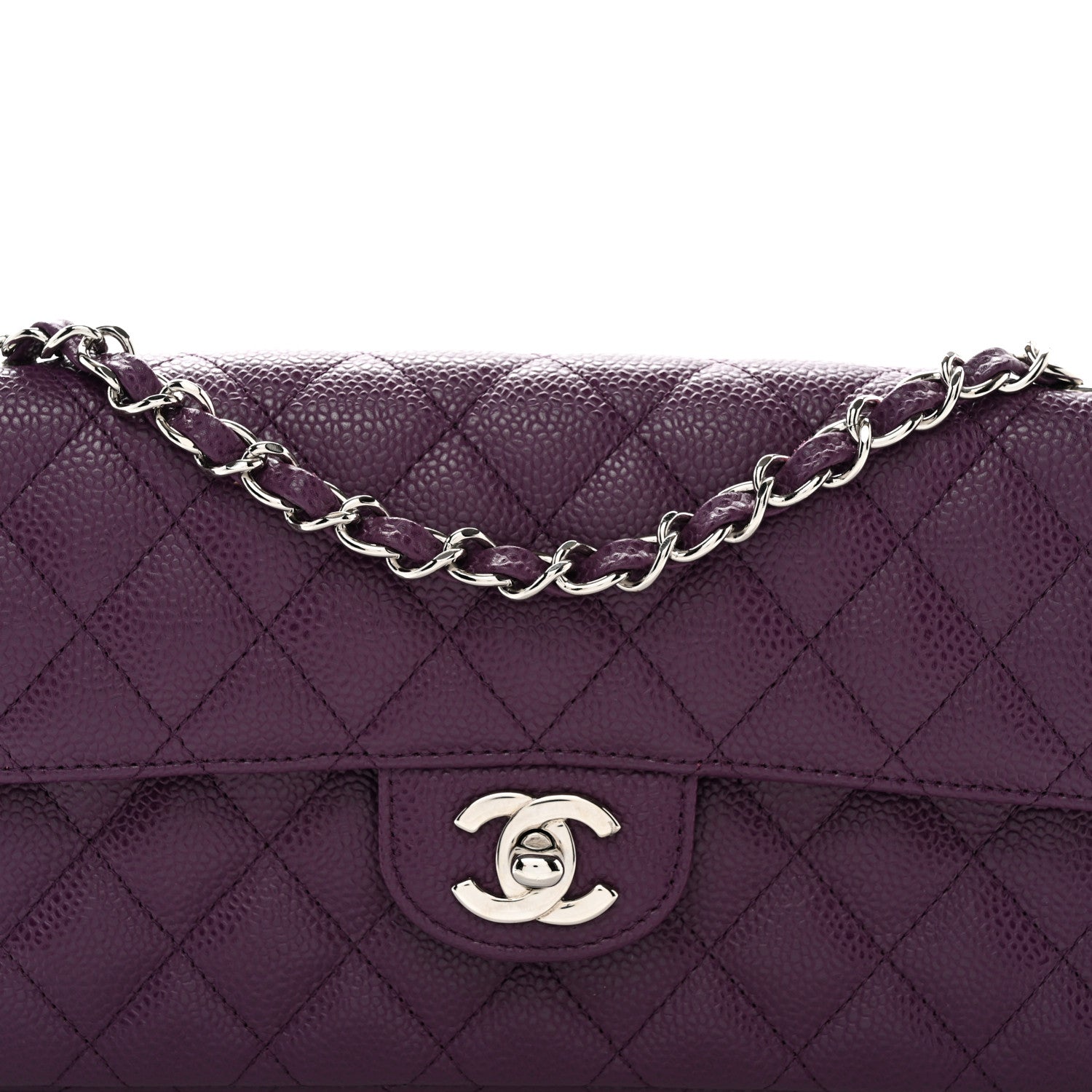 Chanel Caviar Quilted East West Flap Purple 8 of 10