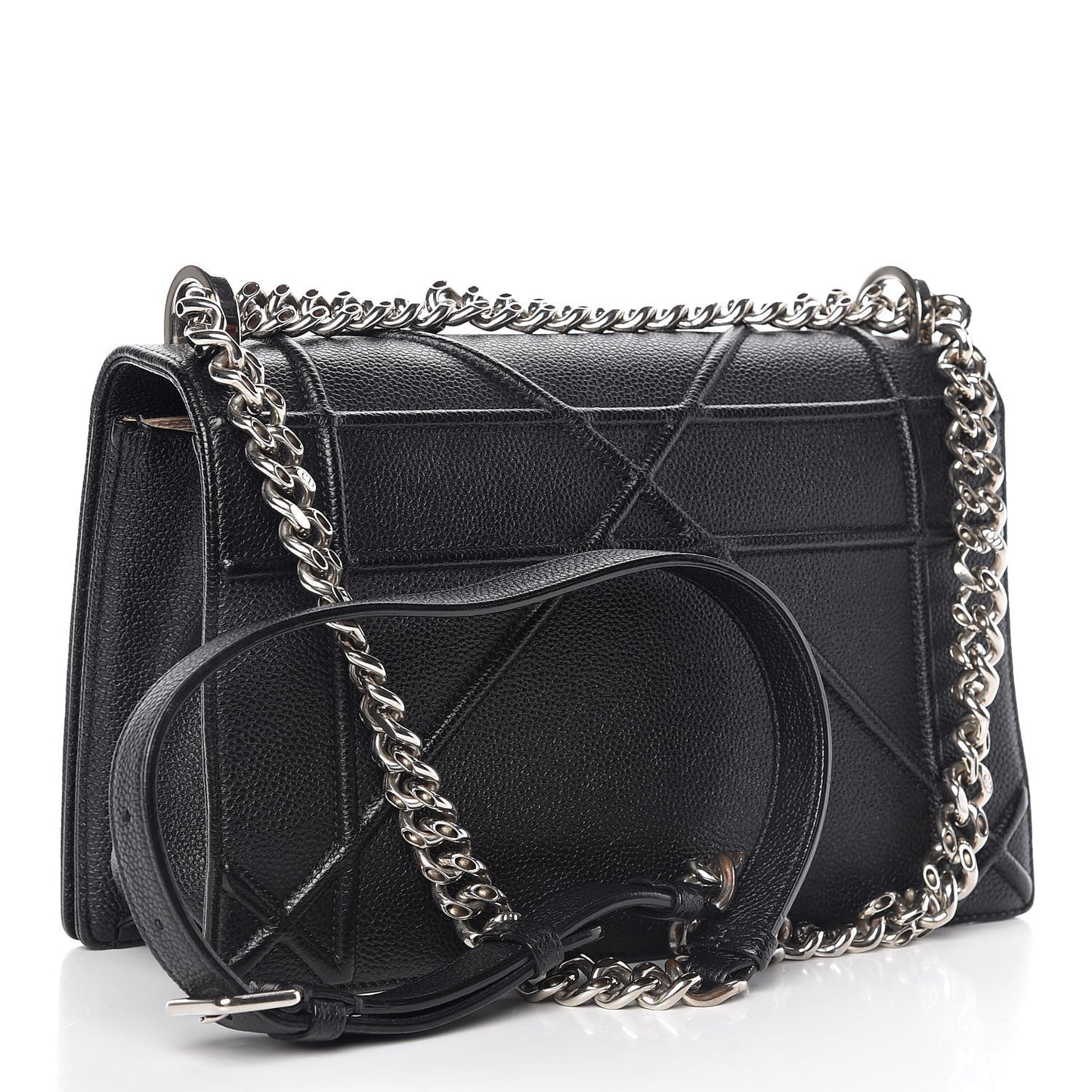 Grained Calfskin Medium Diorama Flap Bag Black