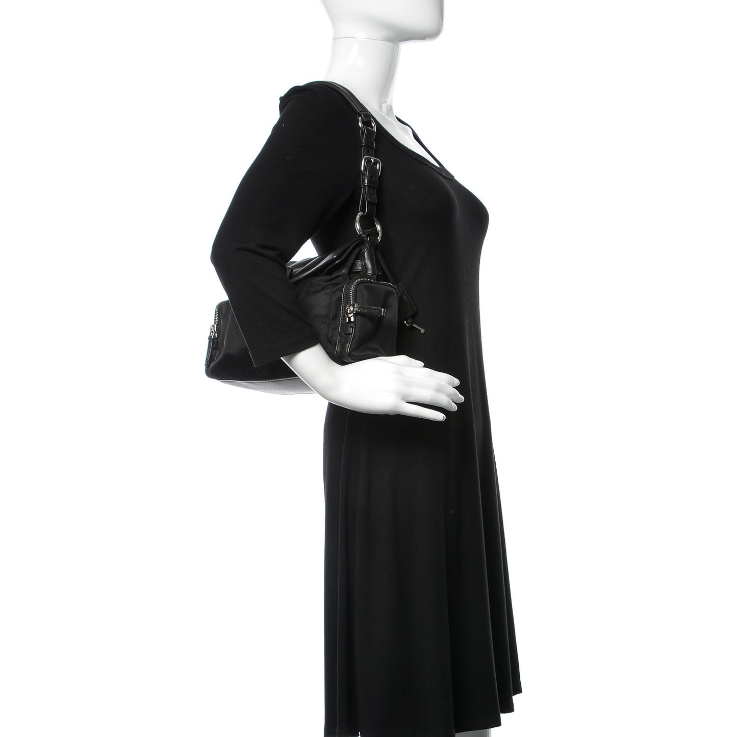 Tessuto Nylon Vitello Shoulder Bag Black