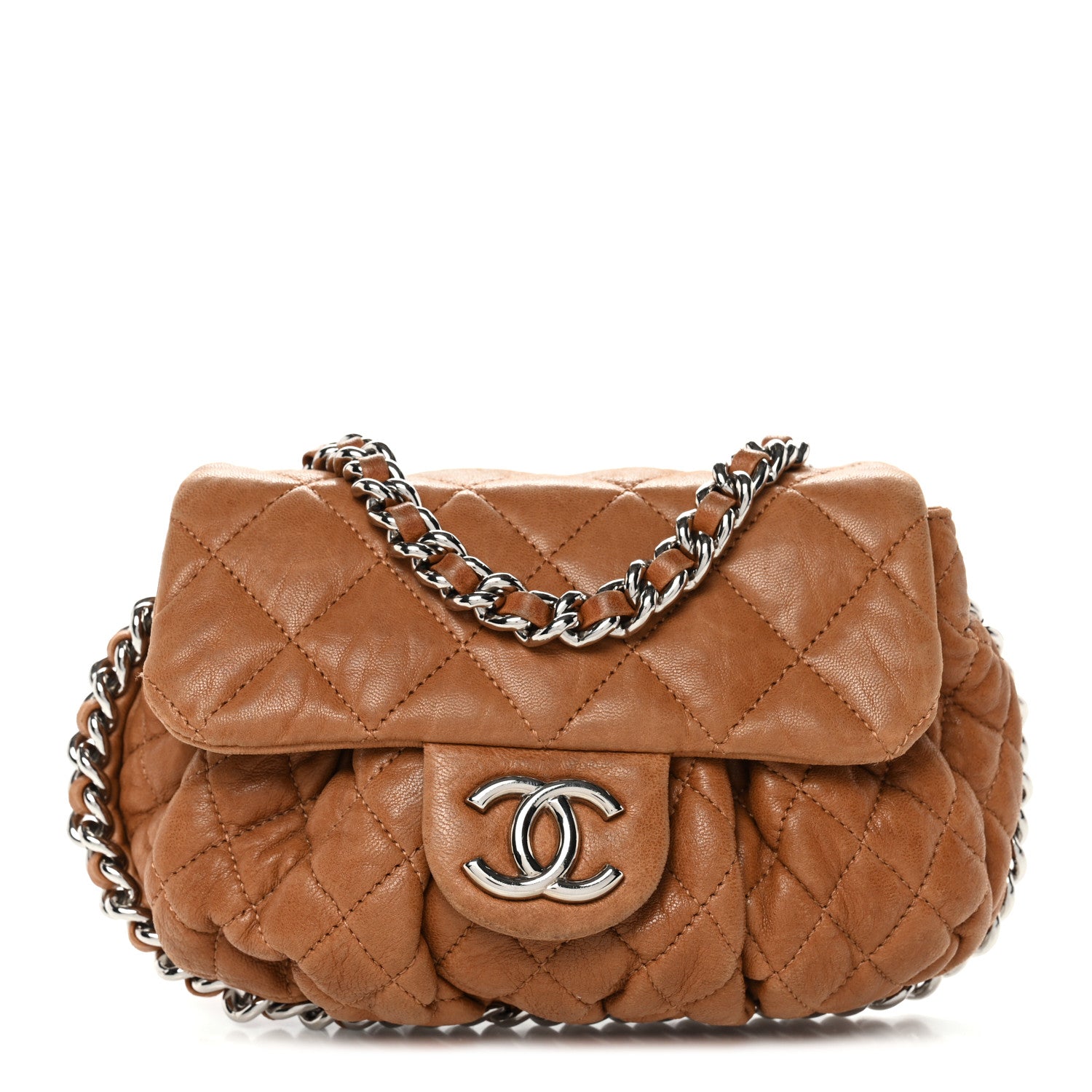 Chanel Washed Lambskin Mini Chain Around Messenger Brown 1 of 11
