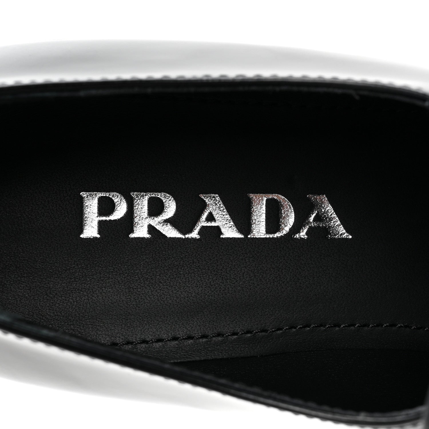 Prada Spazzolato Metal Triangle Logo 50mm Loafers 38.5 Black 7 of 9