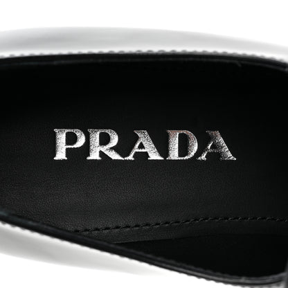Prada Spazzolato Metal Triangle Logo 50mm Loafers 38.5 Black 7 of 9