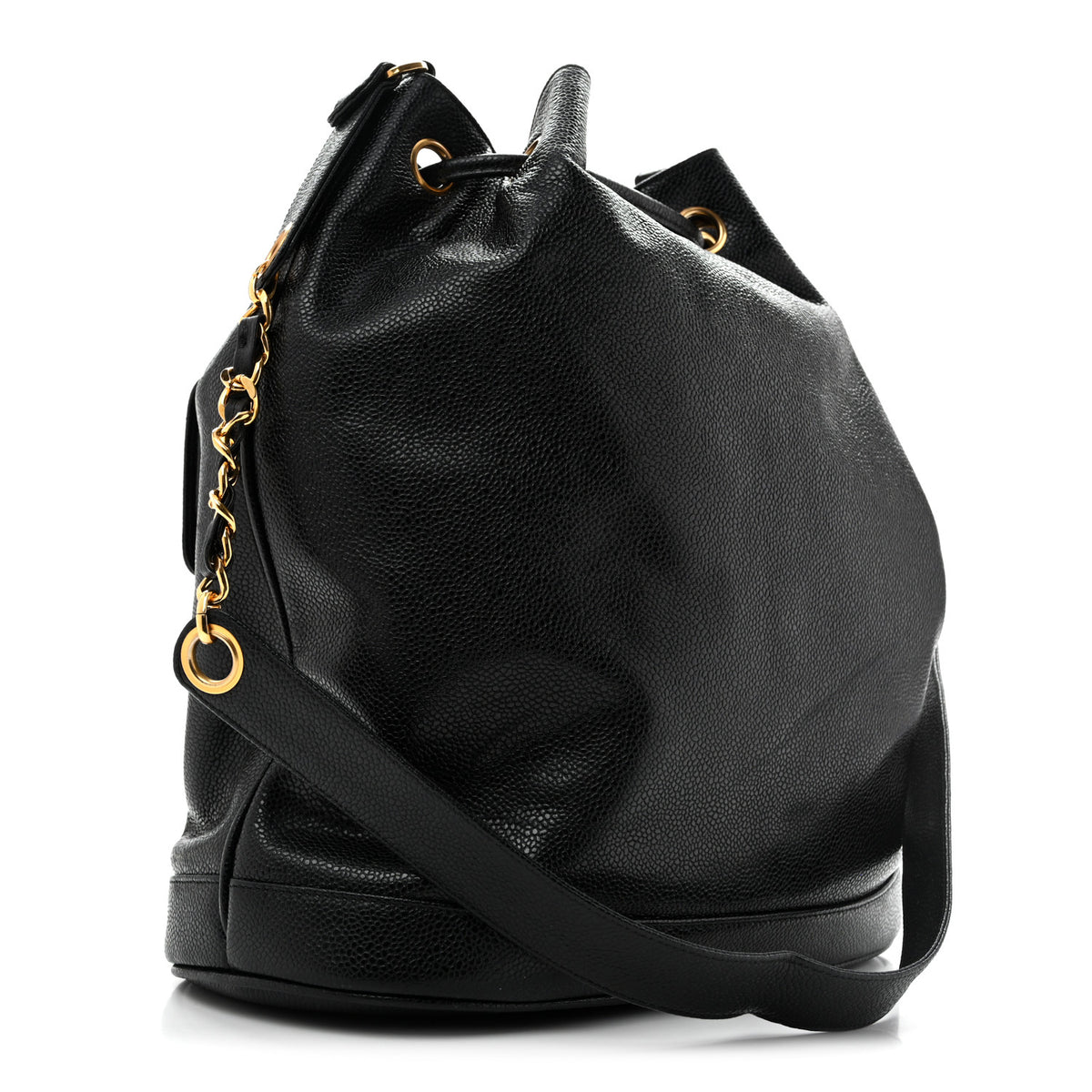 Caviar CC Drawstring Shoulder Bag Black