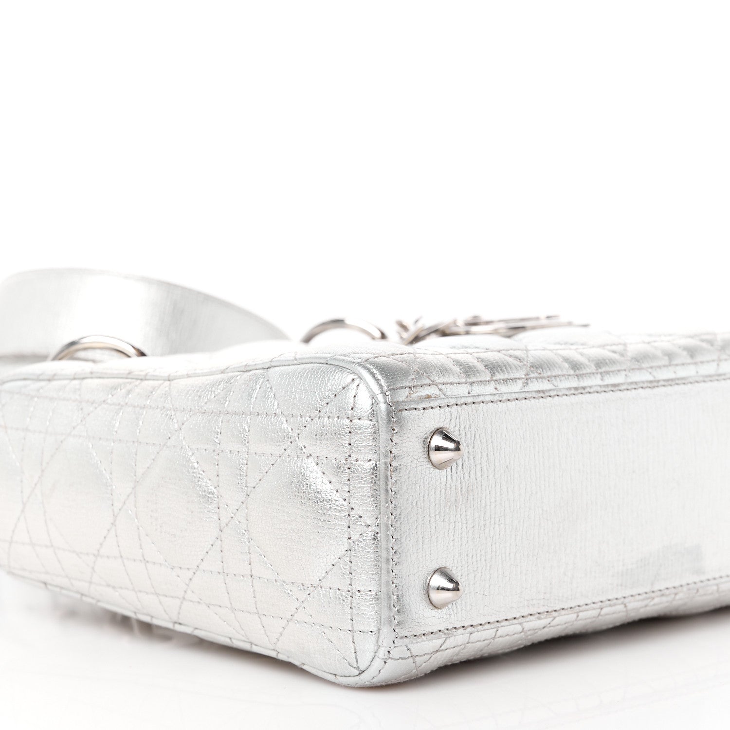 Christian Dior Metallic Grained Calfskin Cannage Small Lucky Badges My Lady Dior Silver 9 of 11