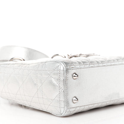 Christian Dior Metallic Grained Calfskin Cannage Small Lucky Badges My Lady Dior Silver 9 of 11