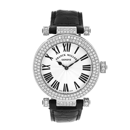 Franck Muller 18K White Gold Crocodile Diamond Pave Bezel 39mm Ronde Quartz Watch 3900QZRD2 1 of 5