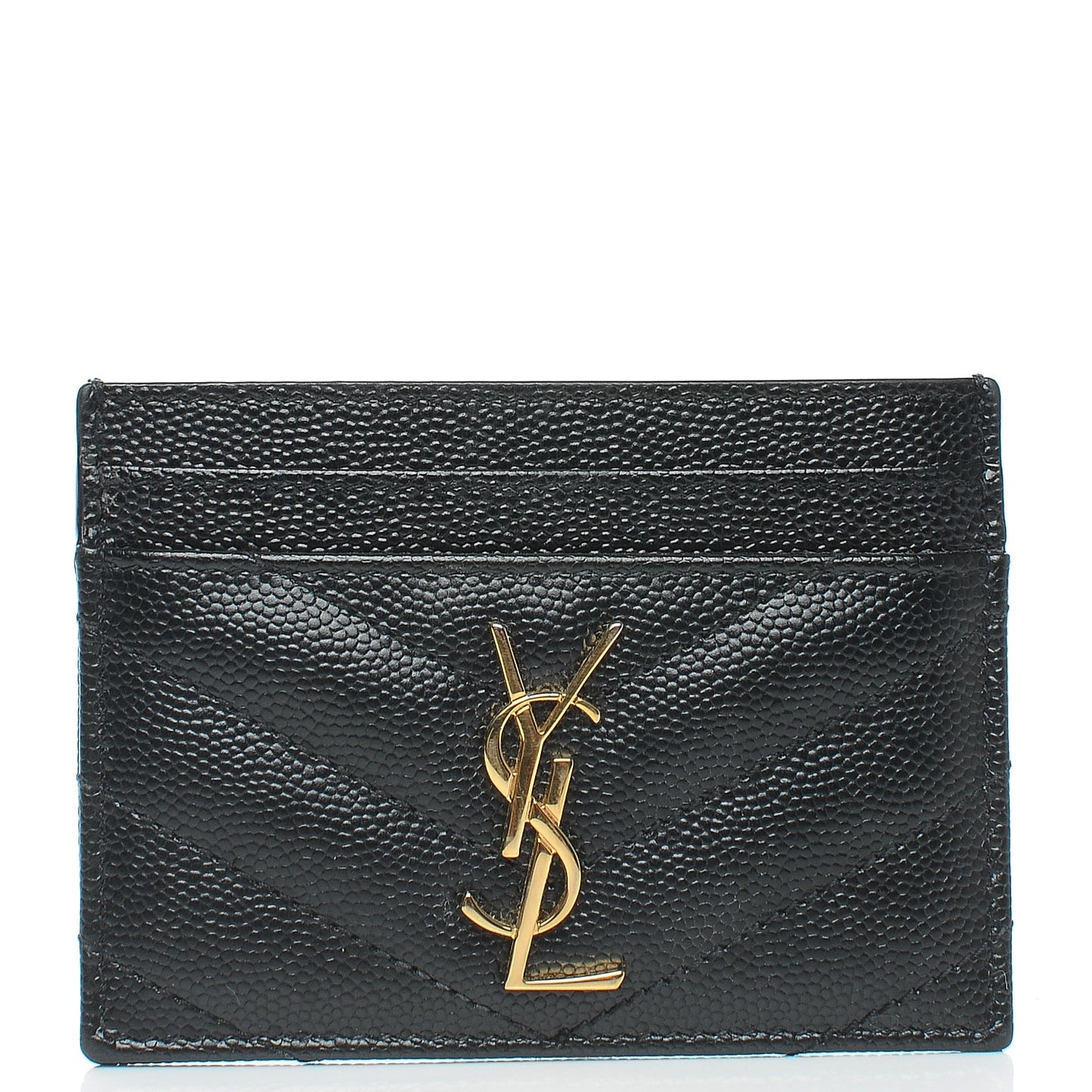 Grain De Poudre Matelasse Chevron Monogram Credit Card Case Black