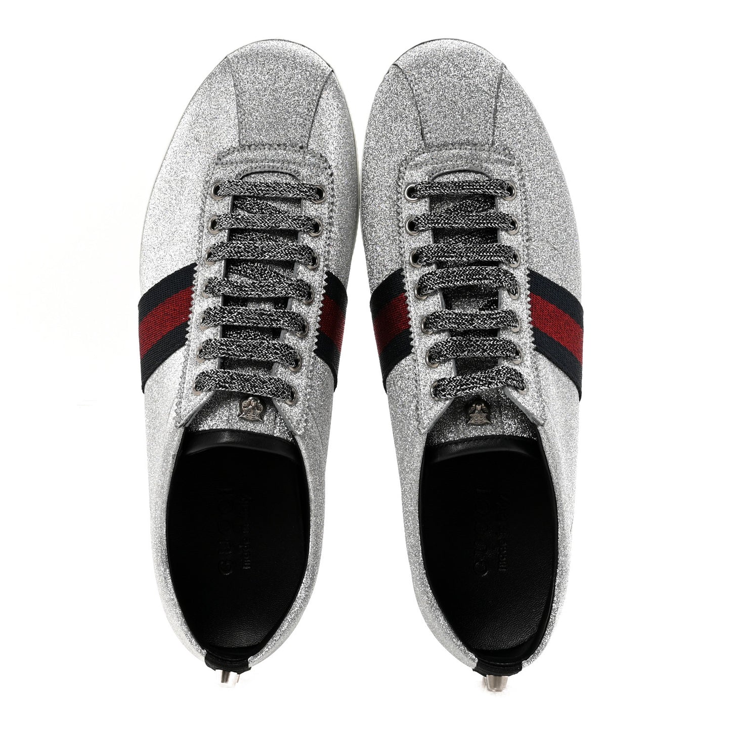 Glitter Fabric Studded Web Mens Sneakers 10.5 Silver