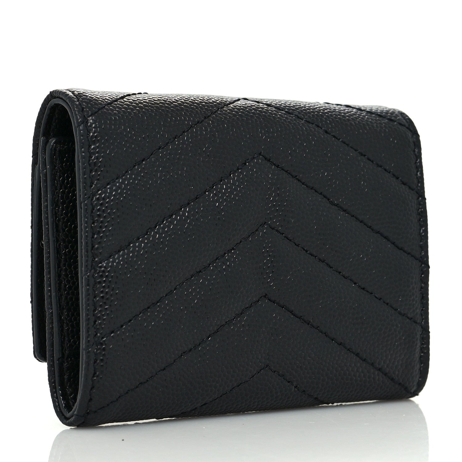 Saint Laurent Grain De Poudre Matelasse Cassandre Monogram Slim Key Case Black 3 of 7