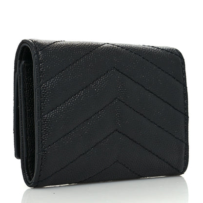 Saint Laurent Grain De Poudre Matelasse Cassandre Monogram Slim Key Case Black 3 of 7