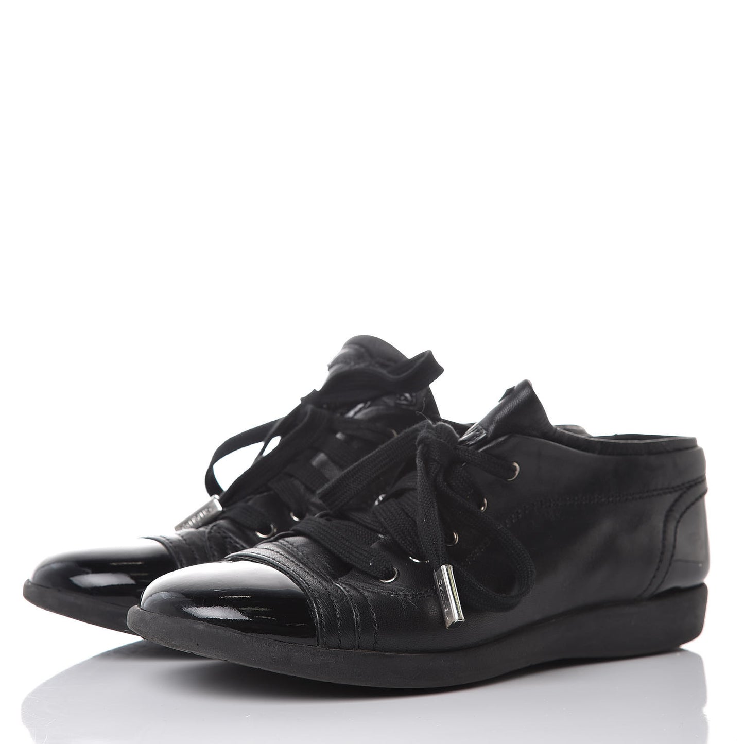 Lambskin Patent Cap Toe CC Sneakers 35 Black