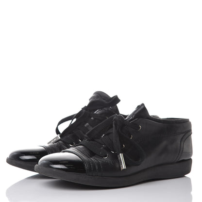 Chanel Lambskin Patent Cap Toe CC Sneakers 35 Black 3 of 11
