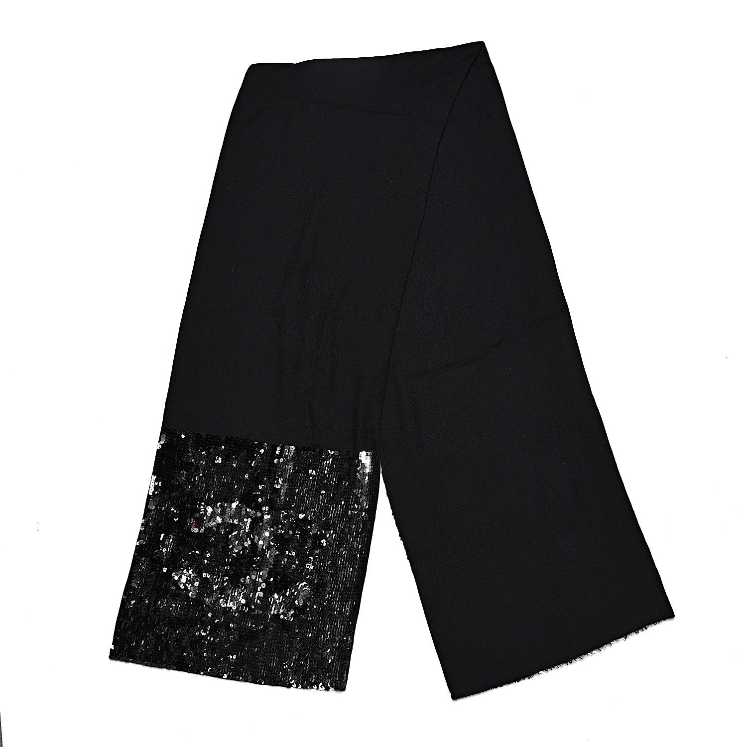 Chanel Cashmere Silk Sequin CC Scarf Black 3 of 3