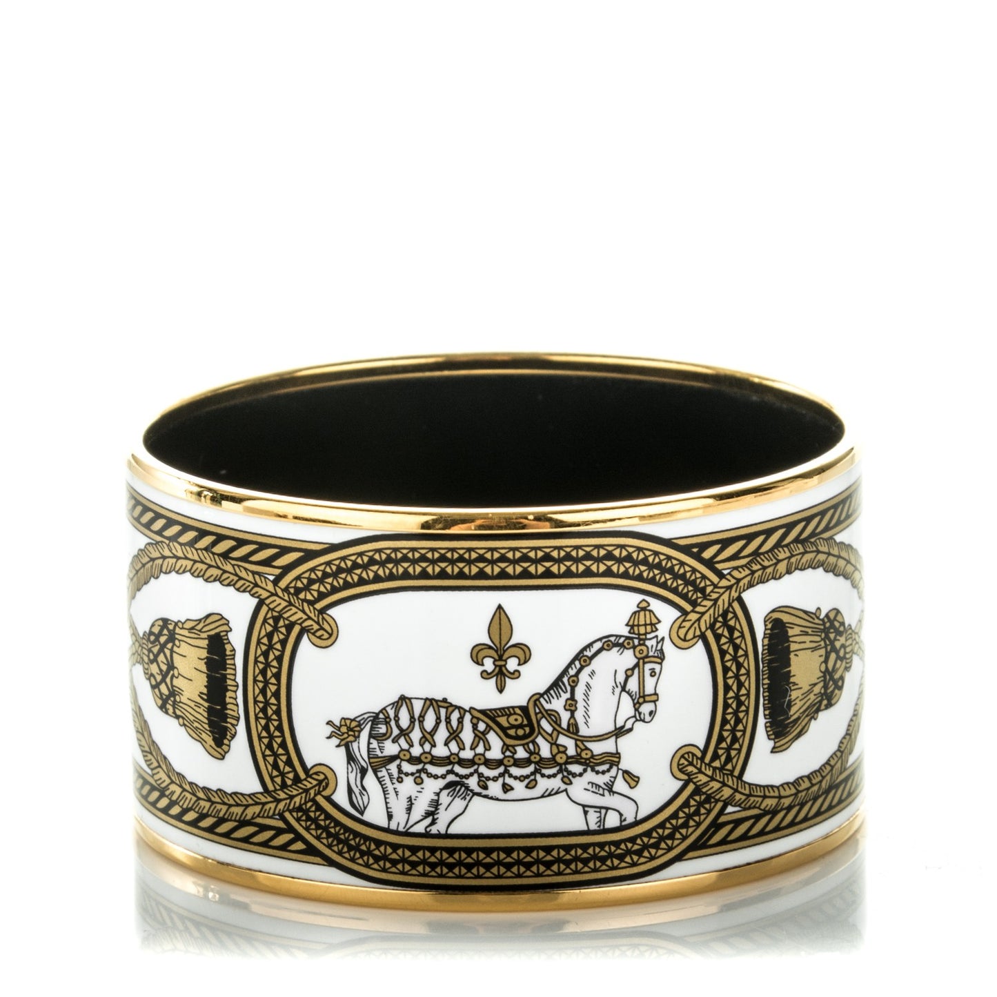 Enamel Printed Grand Apparat Extra Wide Bracelet 62 White