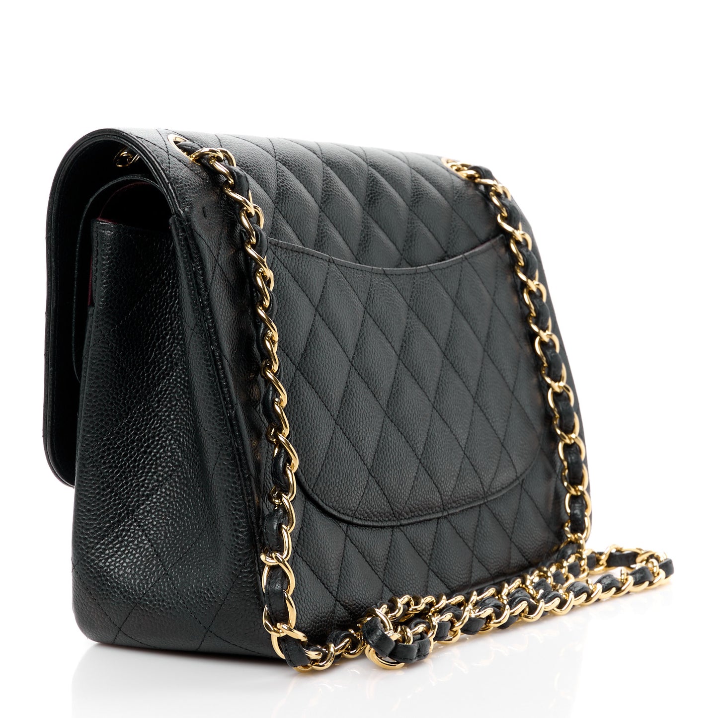 Caviar Quilted Jumbo Double Flap Black