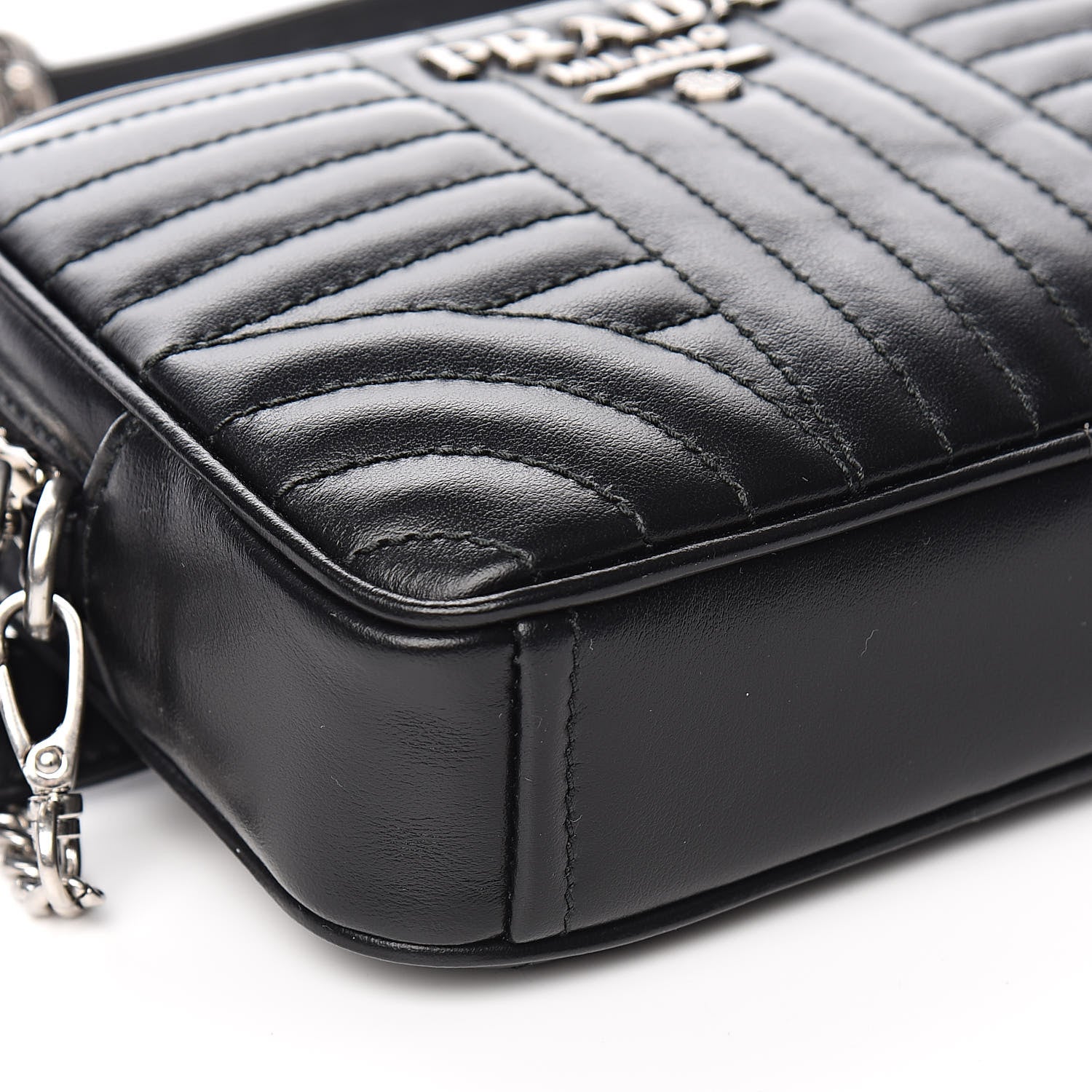Prada Soft Calfskin Impunture Diagramme Belt Bag Black 7 of 9