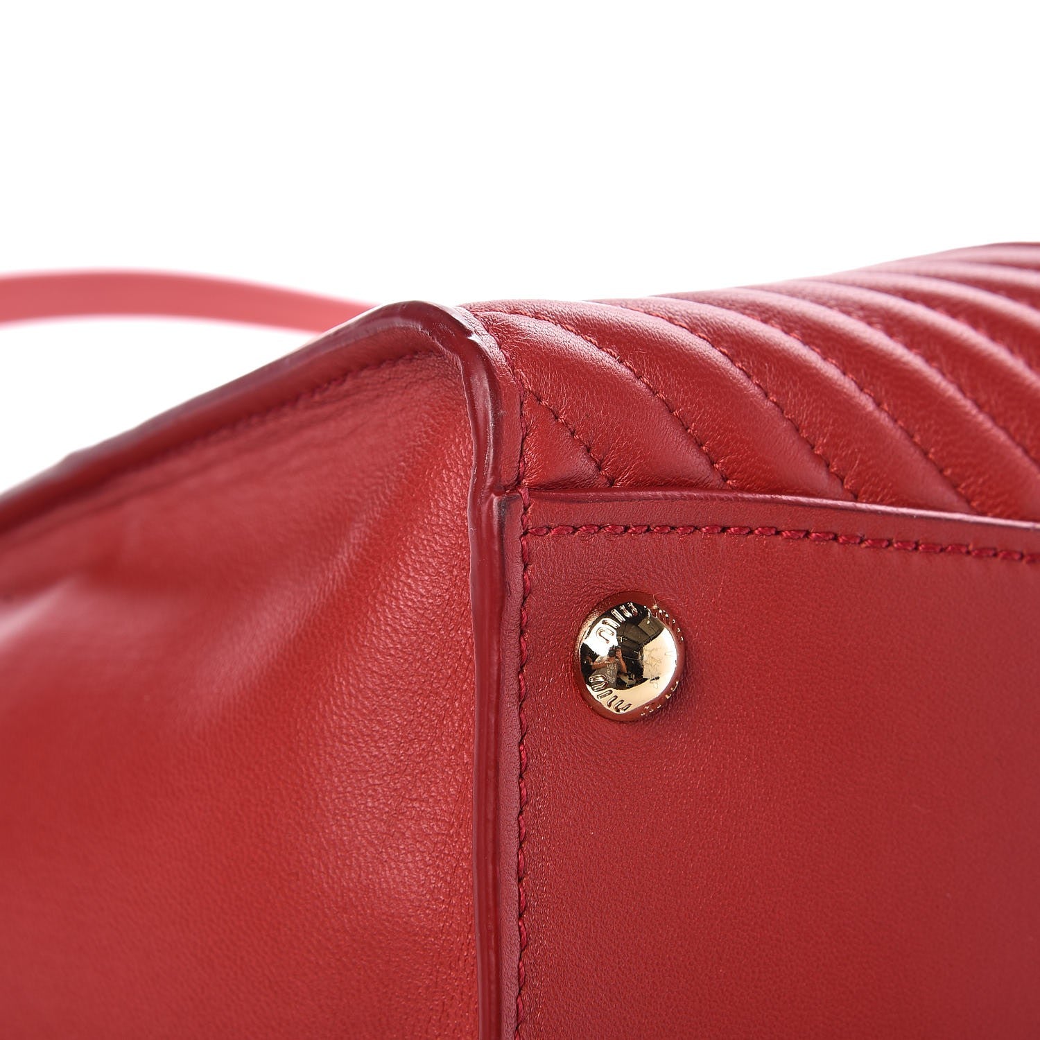 Miu Miu Nappa Matelasse Biker Tote Fuoco 8 of 12