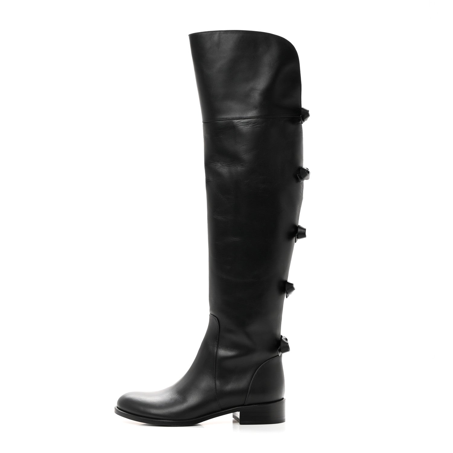 Valentino Garavani Calfskin Multi Bow Over the Knee Boots 35.5 Black 1 of 8