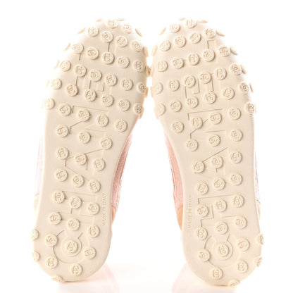 Chanel Wool Nylon Lambskin Suede Calfskin Womens Logo Sneakers 38 Beige Pink 5 of 9
