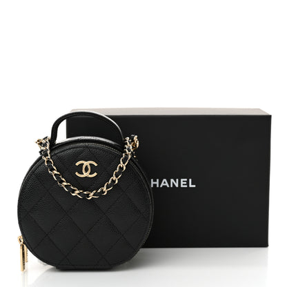 Chanel Caviar Quilted Round Handle With Care Vanity With Chain Black 12 of 12