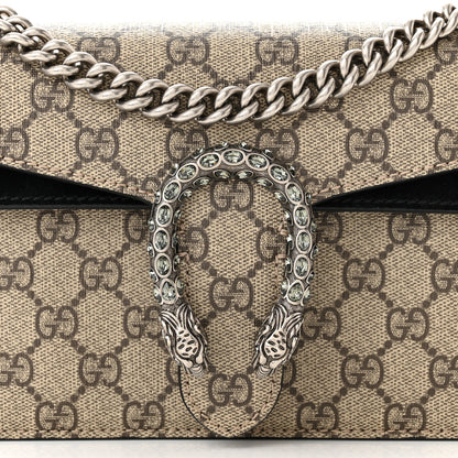 Gucci GG Supreme Monogram Suede Crystal Small Dionysus Shoulder Bag Beige Ebony Black 8 of 13