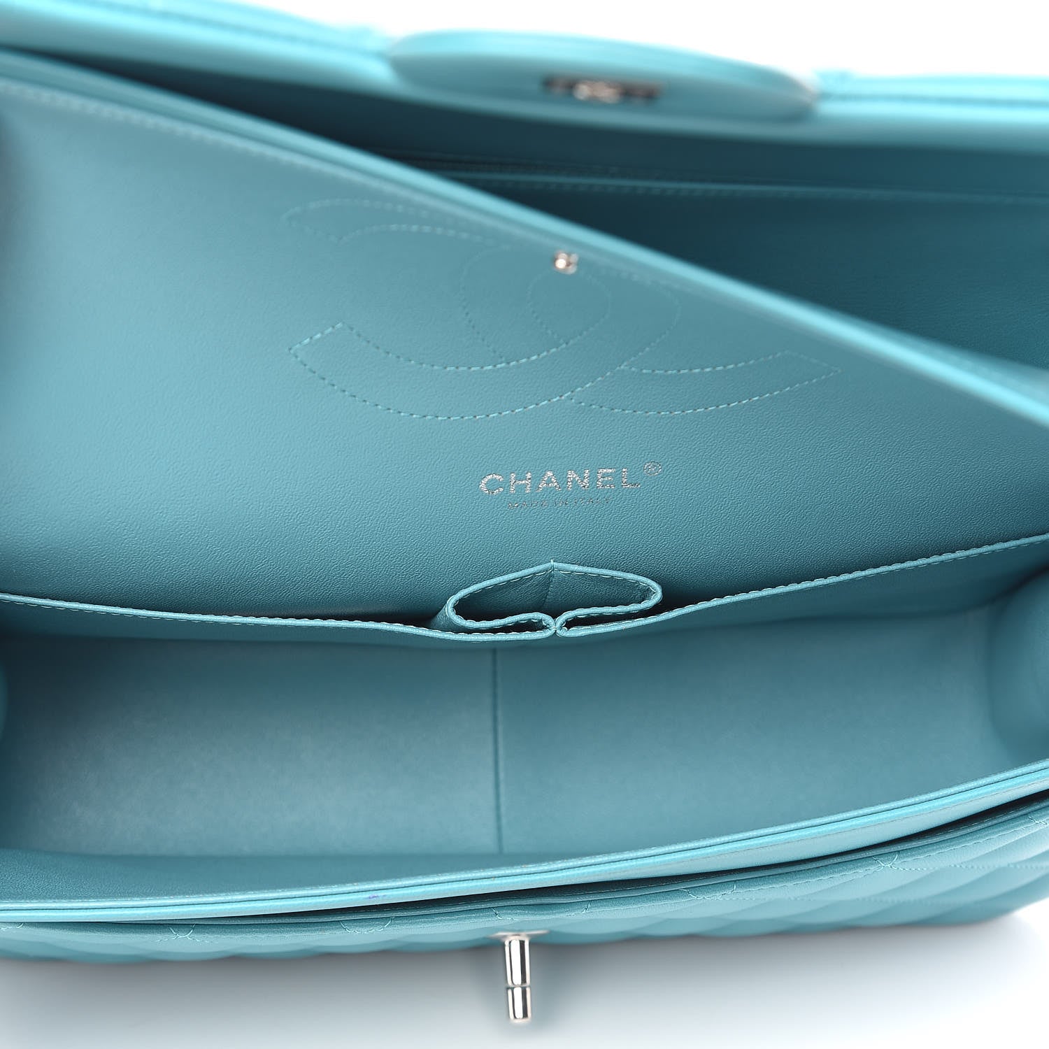 Chanel Lambskin Quilted Jumbo Double Flap Turquoise 5 of 9