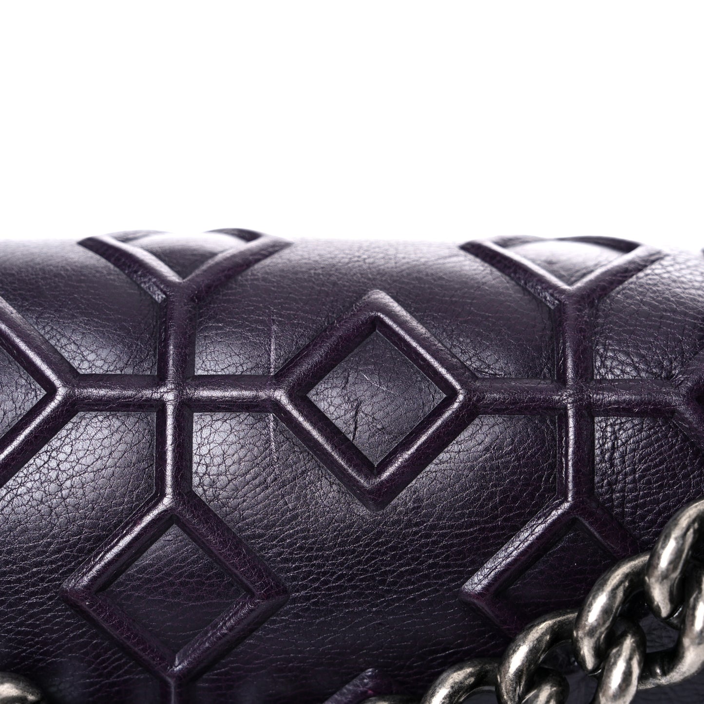 Calfskin Embossed Small Boy Flap Plum